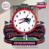 New England Patriots Stadium Wall Clock with team logo, mascot and stadium backdrop.!