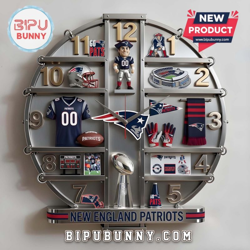 New England Patriots 3D Visual Decorative Wall Clock New England Patriots 3D Visual Decorative Wall Clock