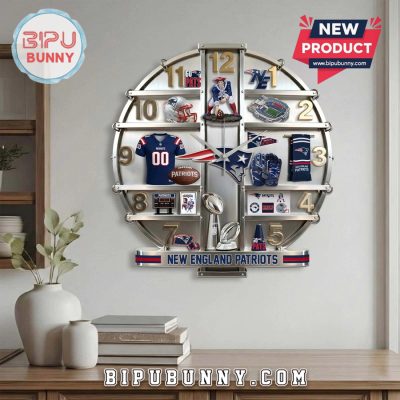 New England Patriots 3D Visual Effect Team Logo Wall Clock