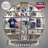 New England Patriots 67th Anniversary clock design featuring team emblems and milestones from 1959-2026.!