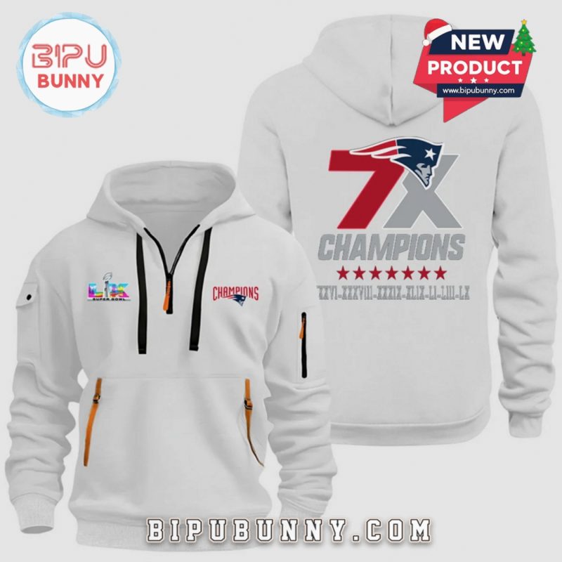 New England Patriots 7X Champions Super Bowl Half-Zip Hoodie