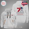 White hoodie with the New England Patriots logo and '7X Champions' text; Super Bowl LIII graphic.!