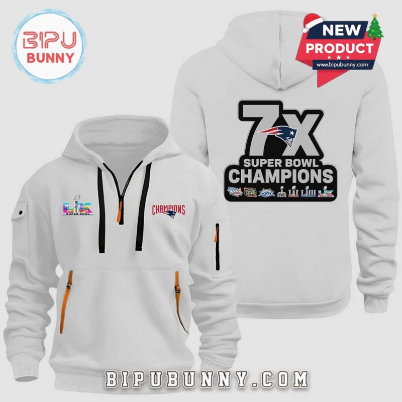New England Patriots 7X Super Bowl Champions Half-Zip Hoodie