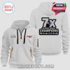 White hoodie with 'LIX Super Bowl' and 'Champions' on the front and '7x Super Bowl Champions' graphic on the back.!