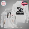 White hoodie featuring New England Patriots Super Bowl wins logos, 