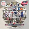 New England Patriots themed wall clock featuring players, logos, and football imagery.!