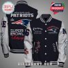 New England Patriots themed varsity jacket featuring the team logo and 'Champions' text.!