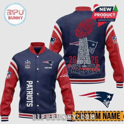 New England Patriots Super Bowl Champions 2026 Personalized Varsity Jacket