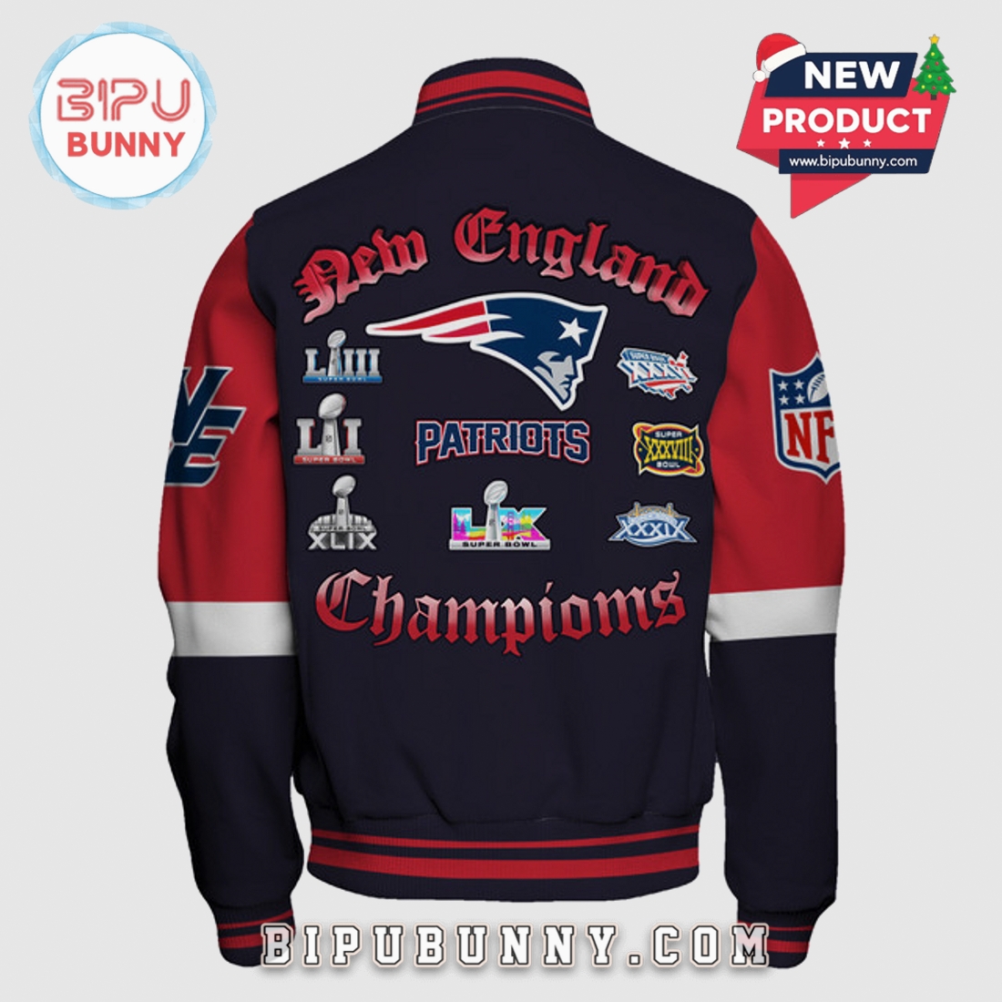 New England Patriots Super Bowl Champions Fan 3D Varsity Jacket New England Patriots Super Bowl Champions Fan 3D Varsity Jacket