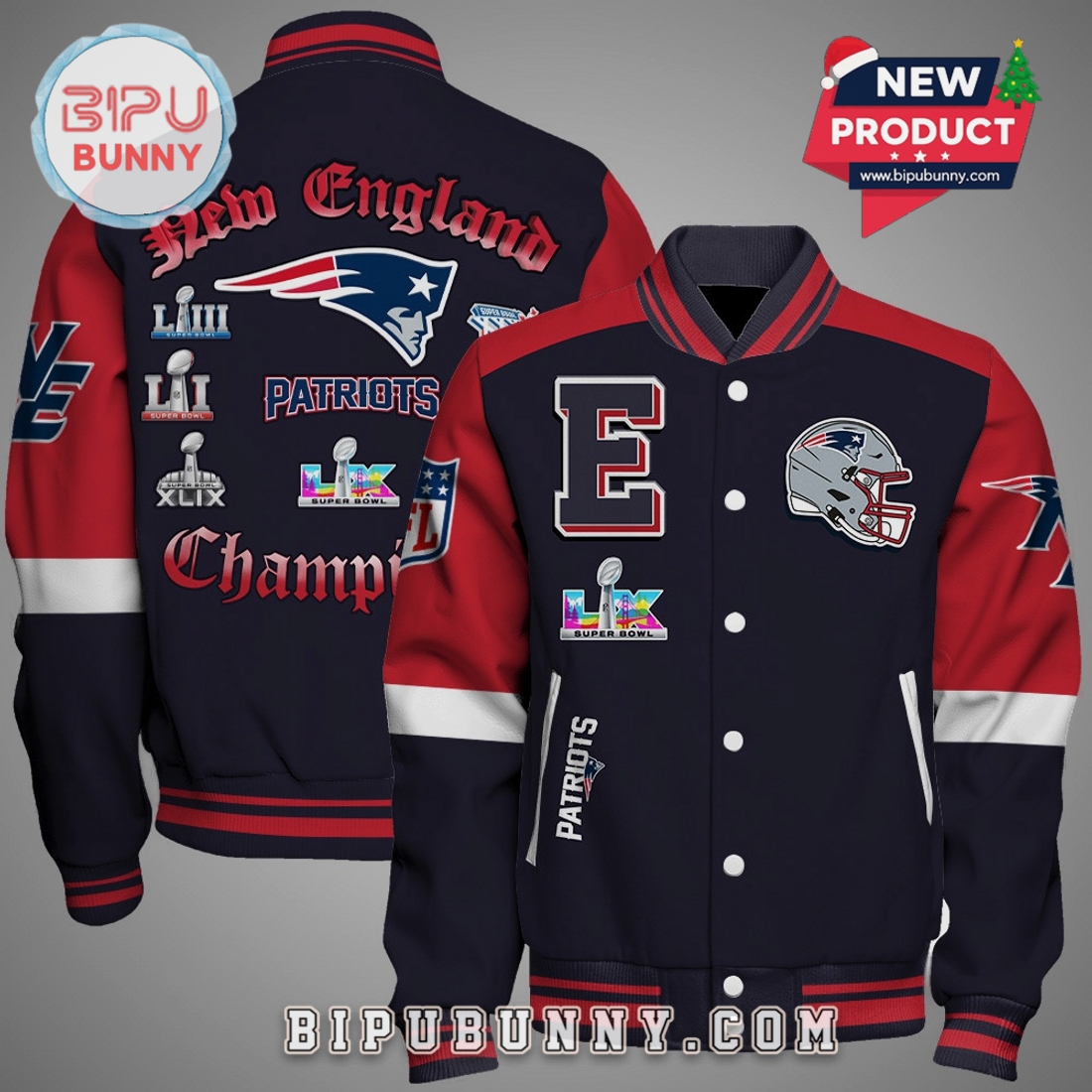 New England Patriots Super Bowl Champions Fan 3D Varsity Jacket New England Patriots Super Bowl Champions Fan 3D Varsity Jacket