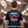 Super Bowl LVI Champions Patriots design on a navy t-shirt shown on a man's back.!