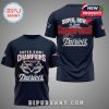 Super Bowl LIII Champions Patriots T-Shirt featuring the team logo and championship title on a navy backdrop.!