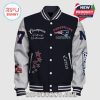 New England Patriots themed Letterman jacket featuring logos, text, stars and stripes design.!