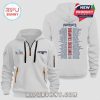 White hoodie with 'Patriots' logo, Super Bowl LIII patch, and a list of players with 'Conference Champions' on the back.!