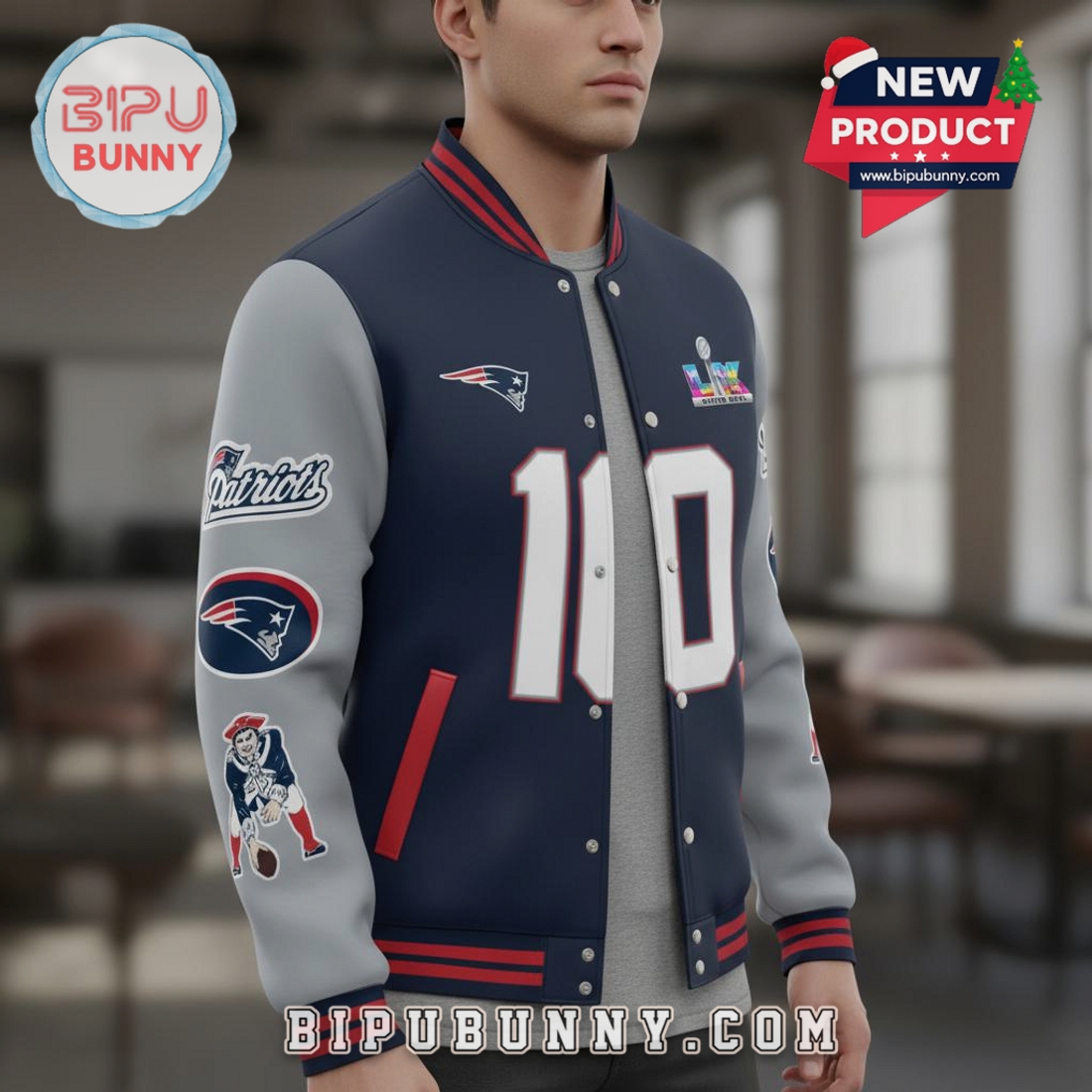 New England Patriots Super Bowl LIII Maye 10 Varsity Jacket New England Patriots Super Bowl LIII Maye 10 Varsity Jacket