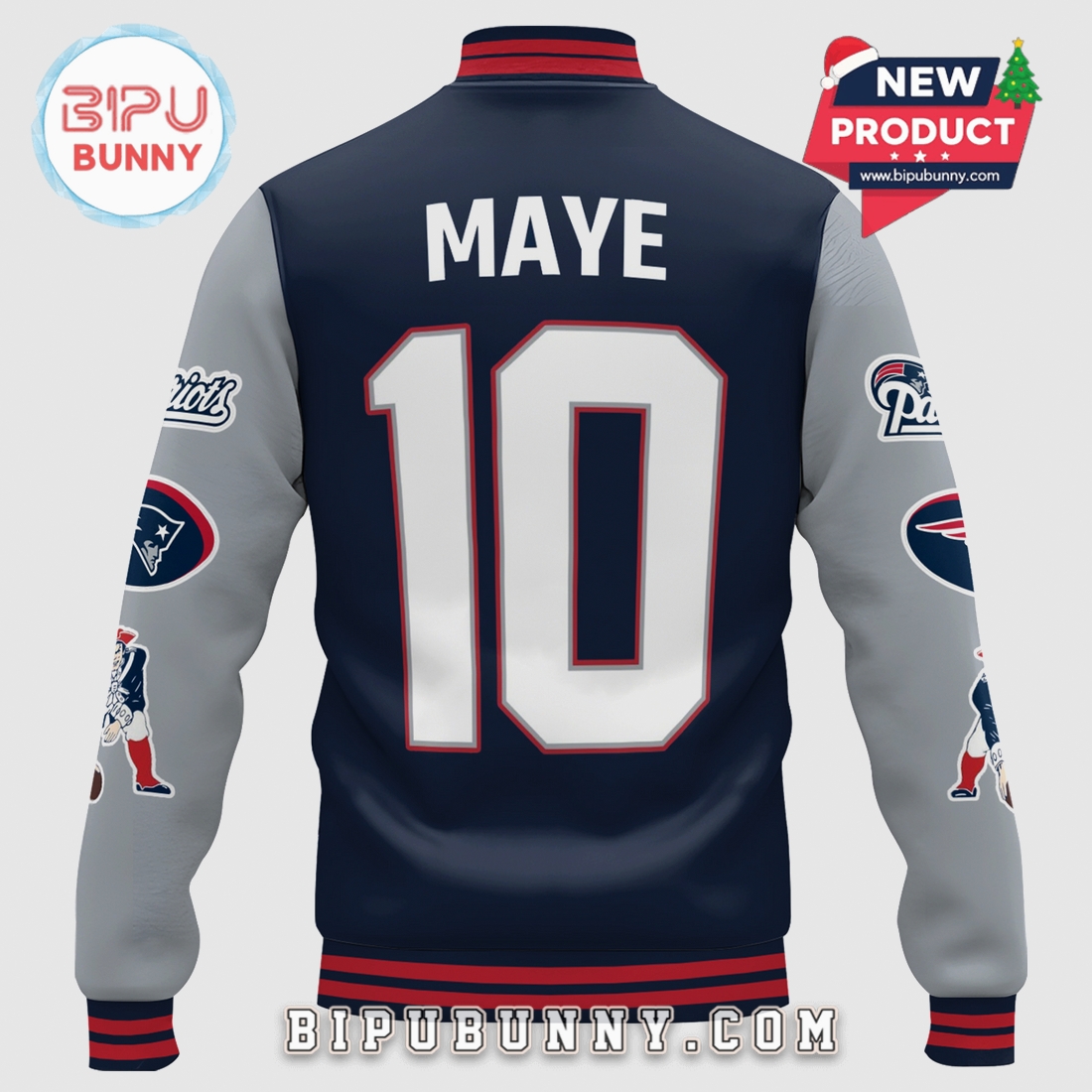 New England Patriots Super Bowl LIII Maye 10 Varsity Jacket New England Patriots Super Bowl LIII Maye 10 Varsity Jacket