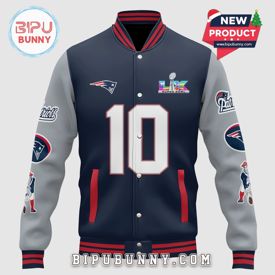 New England Patriots Super Bowl LIII Maye 10 Varsity Jacket New England Patriots Super Bowl LIII Maye 10 Varsity Jacket