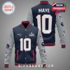 Patriots Super Bowl LVII jacket featuring the name MAYE and the number 10.!