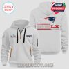 White hoodie with New England Patriots Super Bowl LX design.!