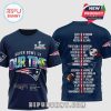 New England Patriots Super Bowl LX navy T-shirt with player names and 'Our Time' graphic.!