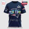 Navy shirt with Super Bowl LX design, Patriots logo, and 'Our Time' text for the 2026 game.!