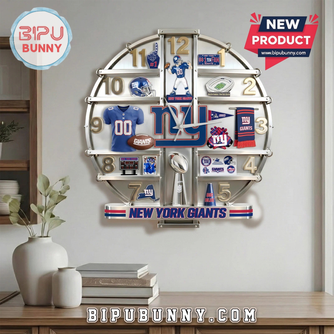 New York Giants 3D Visual Effect Decorative Wall Clock New York Giants 3D Visual Effect Decorative Wall Clock
