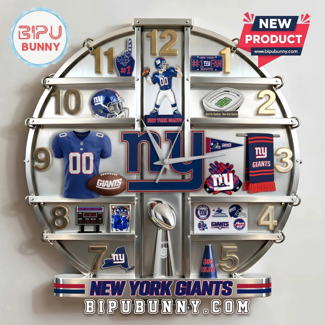 New York Giants 3D Visual Effect Decorative Wall Clock New York Giants 3D Visual Effect Decorative Wall Clock