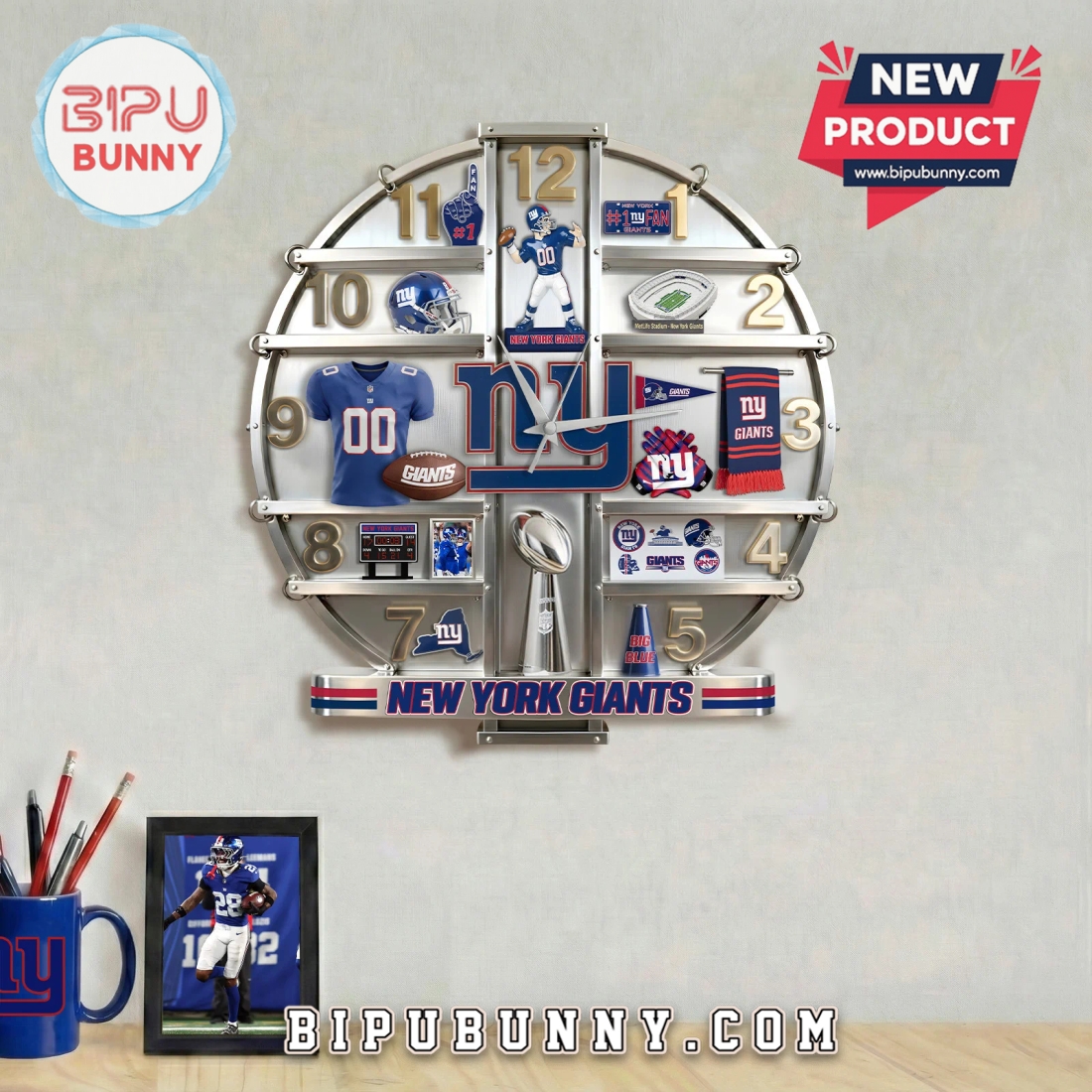 New York Giants 3D Visual Effect Decorative Wall Clock New York Giants 3D Visual Effect Decorative Wall Clock