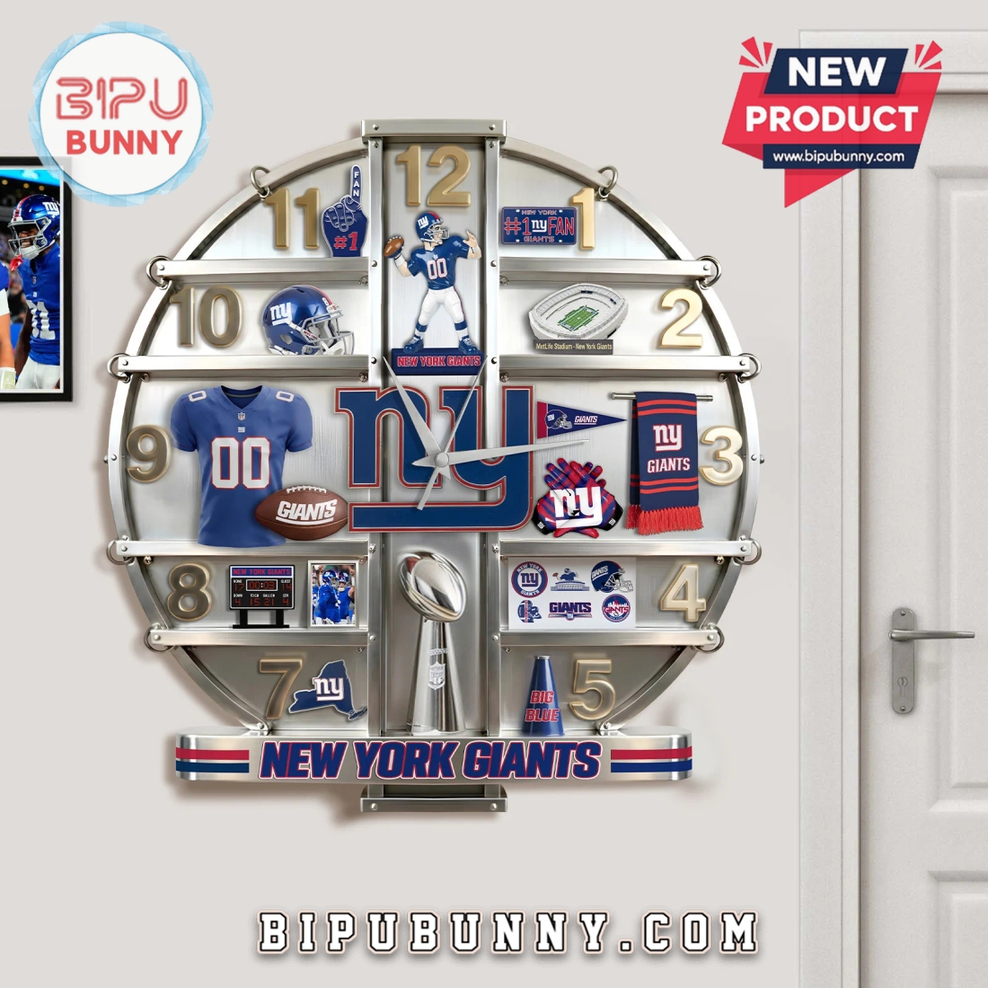 New York Giants 3D Visual Effect Decorative Wall Clock New York Giants 3D Visual Effect Decorative Wall Clock