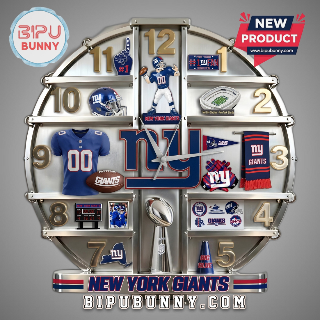 New York Giants 3D Visual Effect Decorative Wall Clock New York Giants 3D Visual Effect Decorative Wall Clock