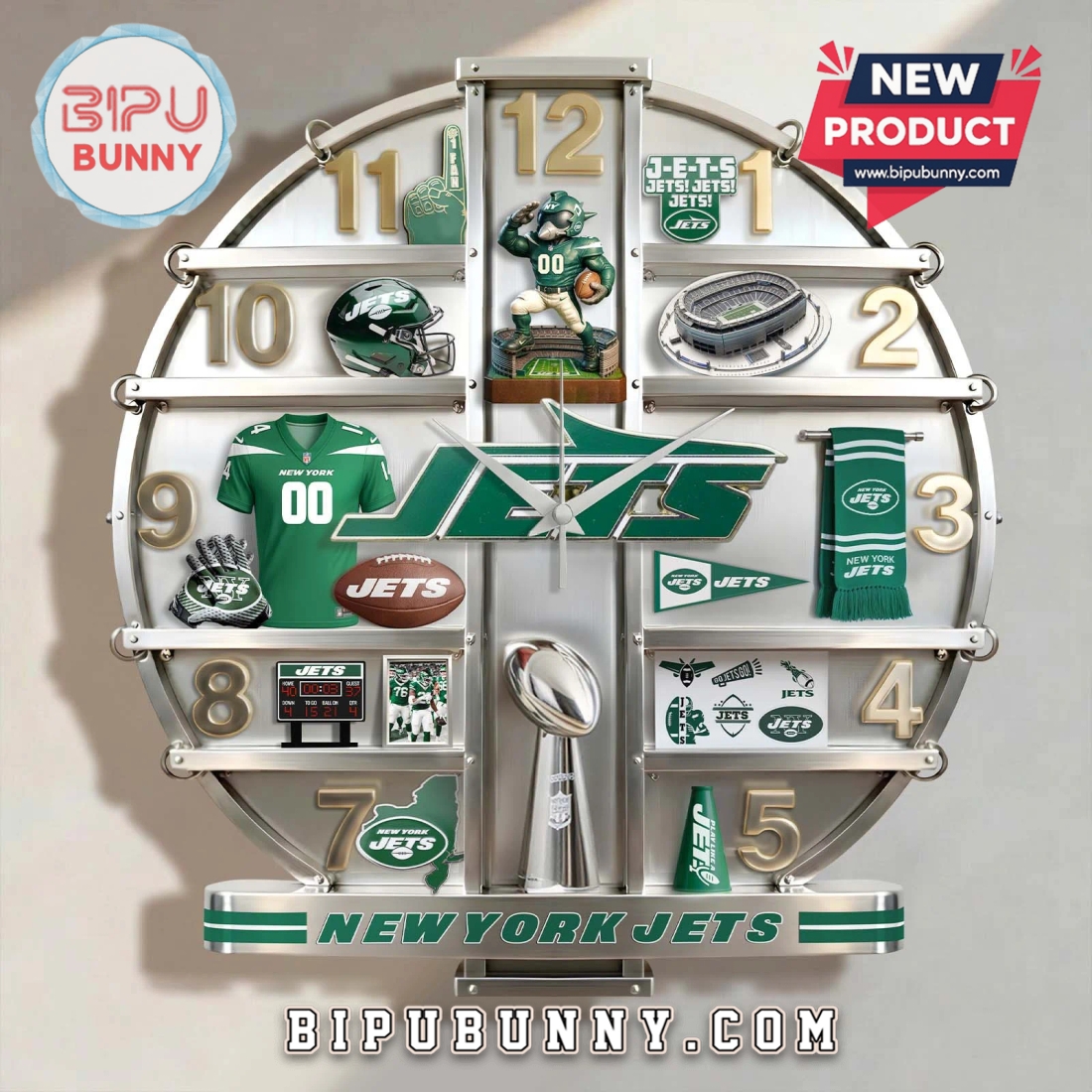 New York Jets 3D Home Decor Visual Effect Wall Clock New York Jets 3D Home Decor Visual Effect Wall Clock