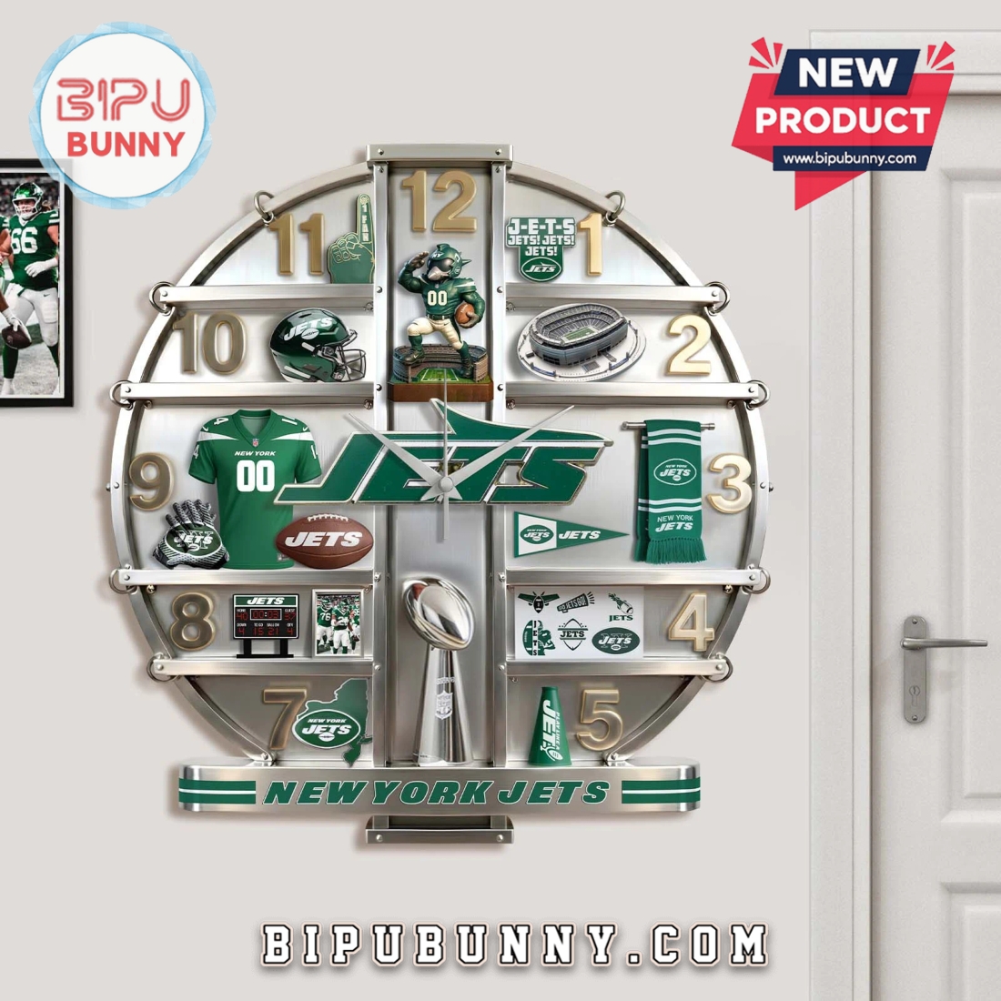 New York Jets 3D Home Decor Visual Effect Wall Clock New York Jets 3D Home Decor Visual Effect Wall Clock