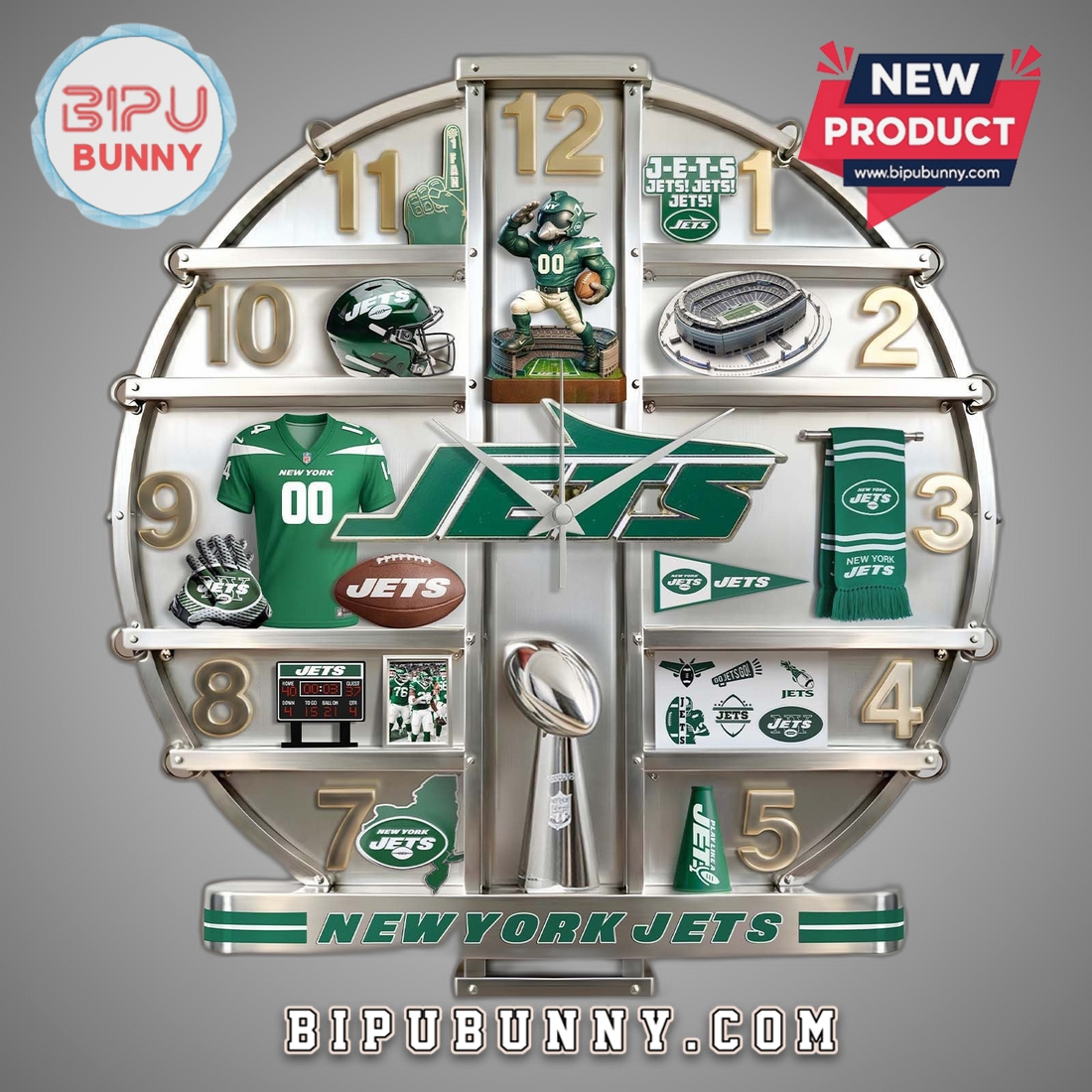 New York Jets 3D Home Decor Visual Effect Wall Clock New York Jets 3D Home Decor Visual Effect Wall Clock