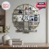 New York Yankees themed wall clock with baseball memorabilia accents on shelf-like numbers.!