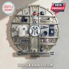 New York Yankees themed wall clock with baseball memorabilia on shelves as numbers.!