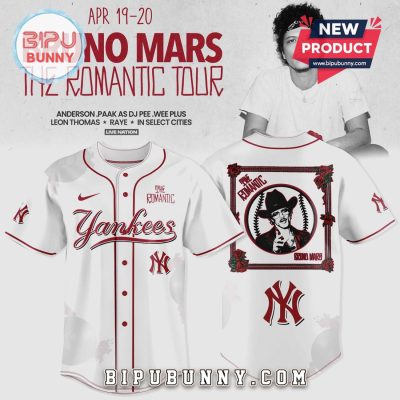 New York Yankees Bruno Mars The Romantic Tour Baseball Jersey