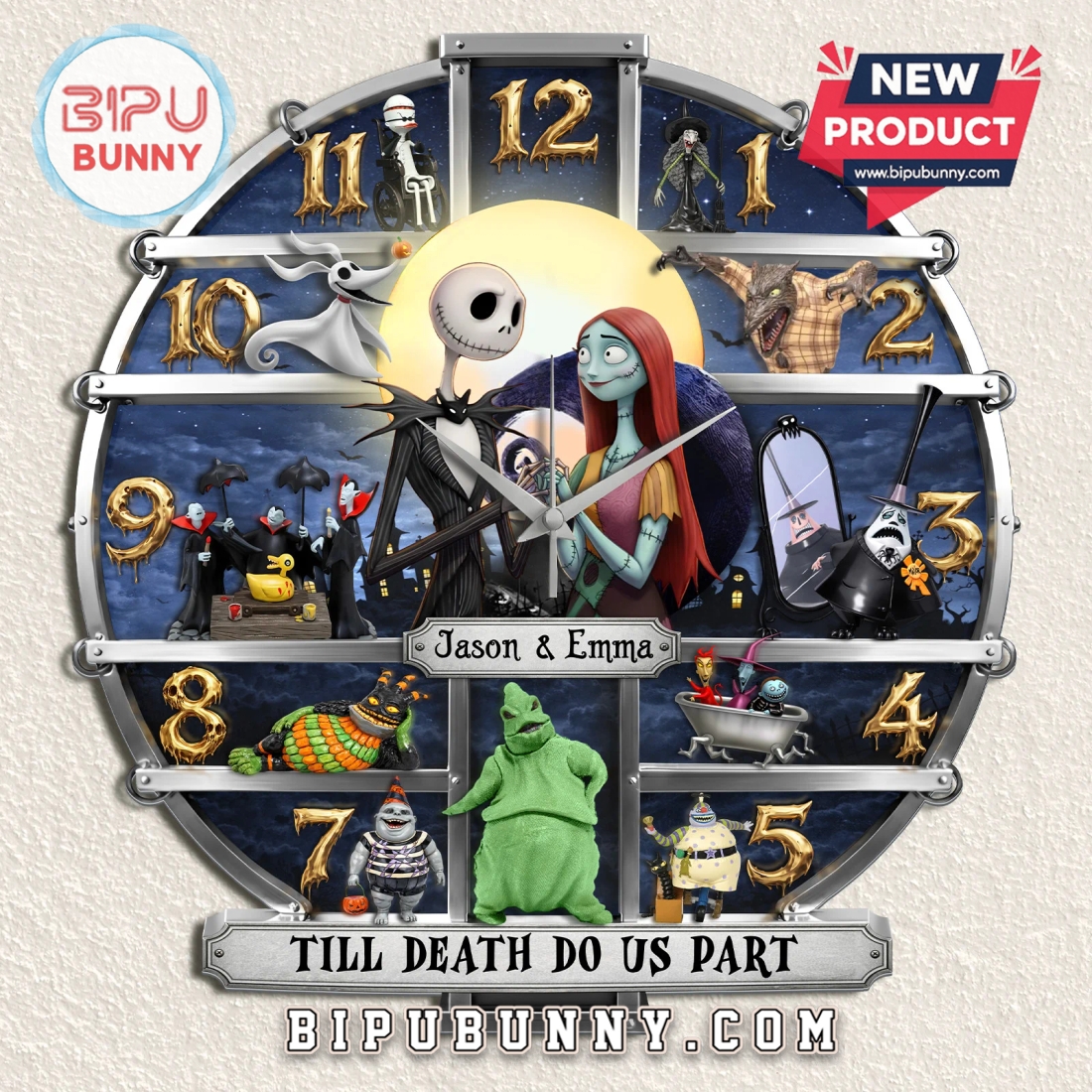 Nightmare Before Christmas Personalized Couple 3D Wall Clock Nightmare Before Christmas Personalized Couple 3D Wall Clock