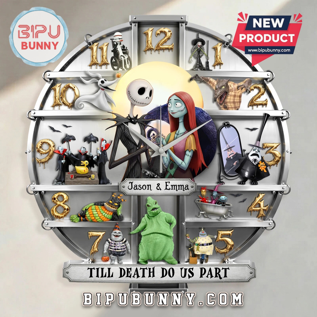Nightmare Before Christmas Personalized Couple 3D Wall Clock Nightmare Before Christmas Personalized Couple 3D Wall Clock