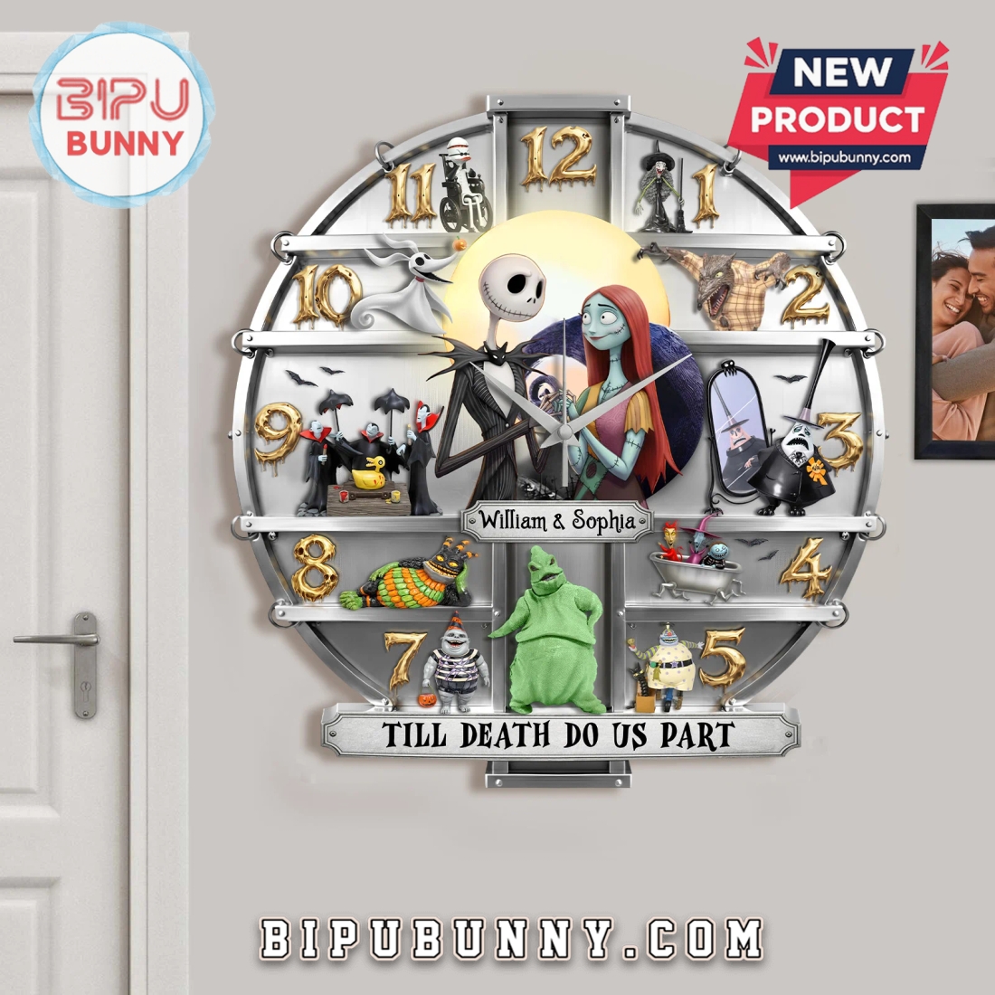 Nightmare Before Christmas Personalized Couple 3D Wall Clock Nightmare Before Christmas Personalized Couple 3D Wall Clock