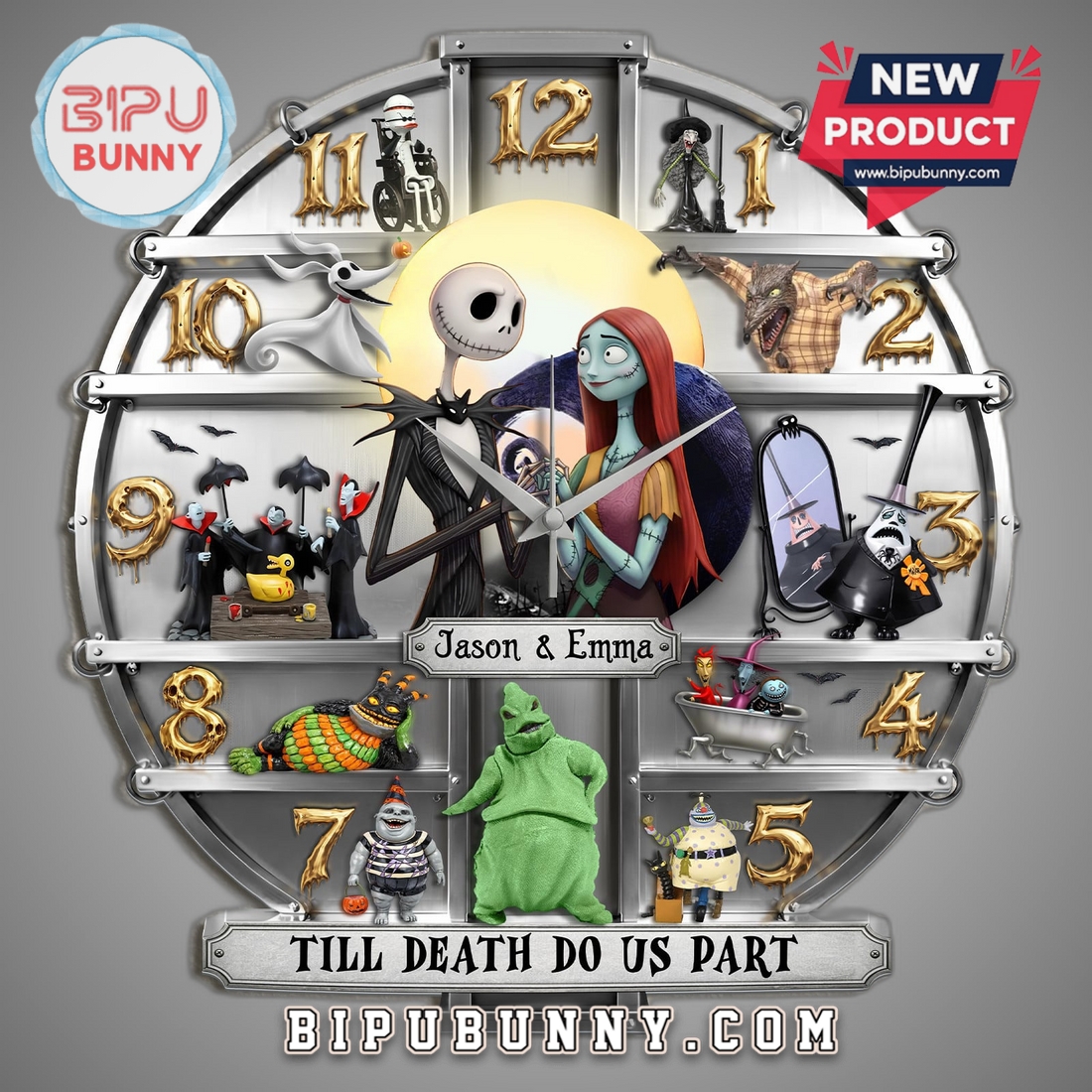 Nightmare Before Christmas Personalized Couple 3D Wall Clock Nightmare Before Christmas Personalized Couple 3D Wall Clock
