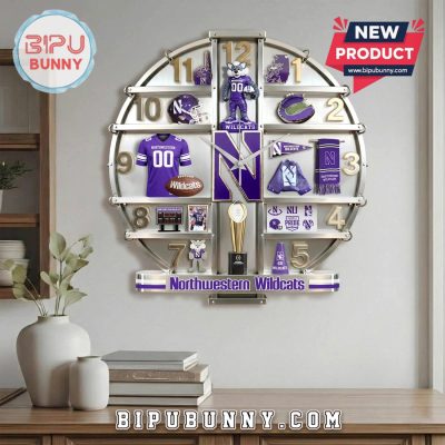 Northwestern Wildcats 3D Effect Home Decor Acrylic Wall Clock