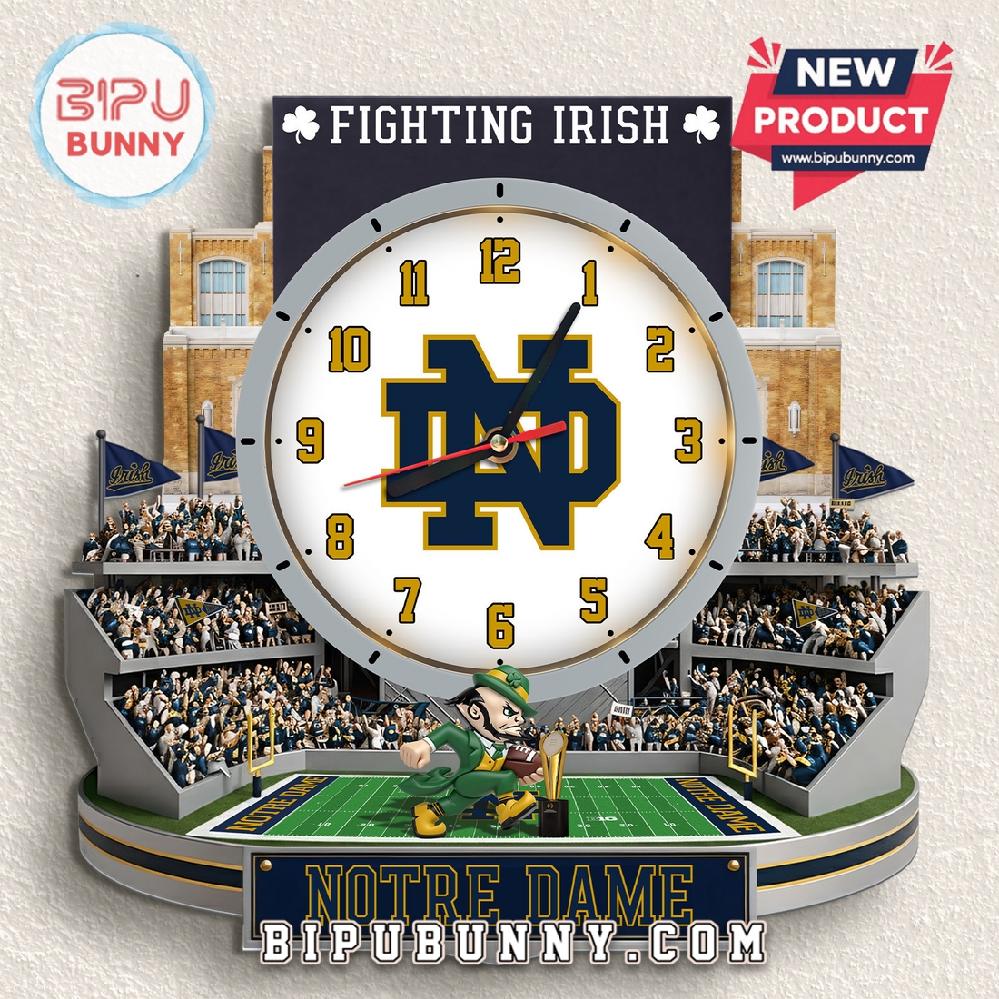 Notre Dame Fighting Irish 3D Stadium Decorative Wall Clock Notre Dame Fighting Irish 3D Stadium Decorative Wall Clock