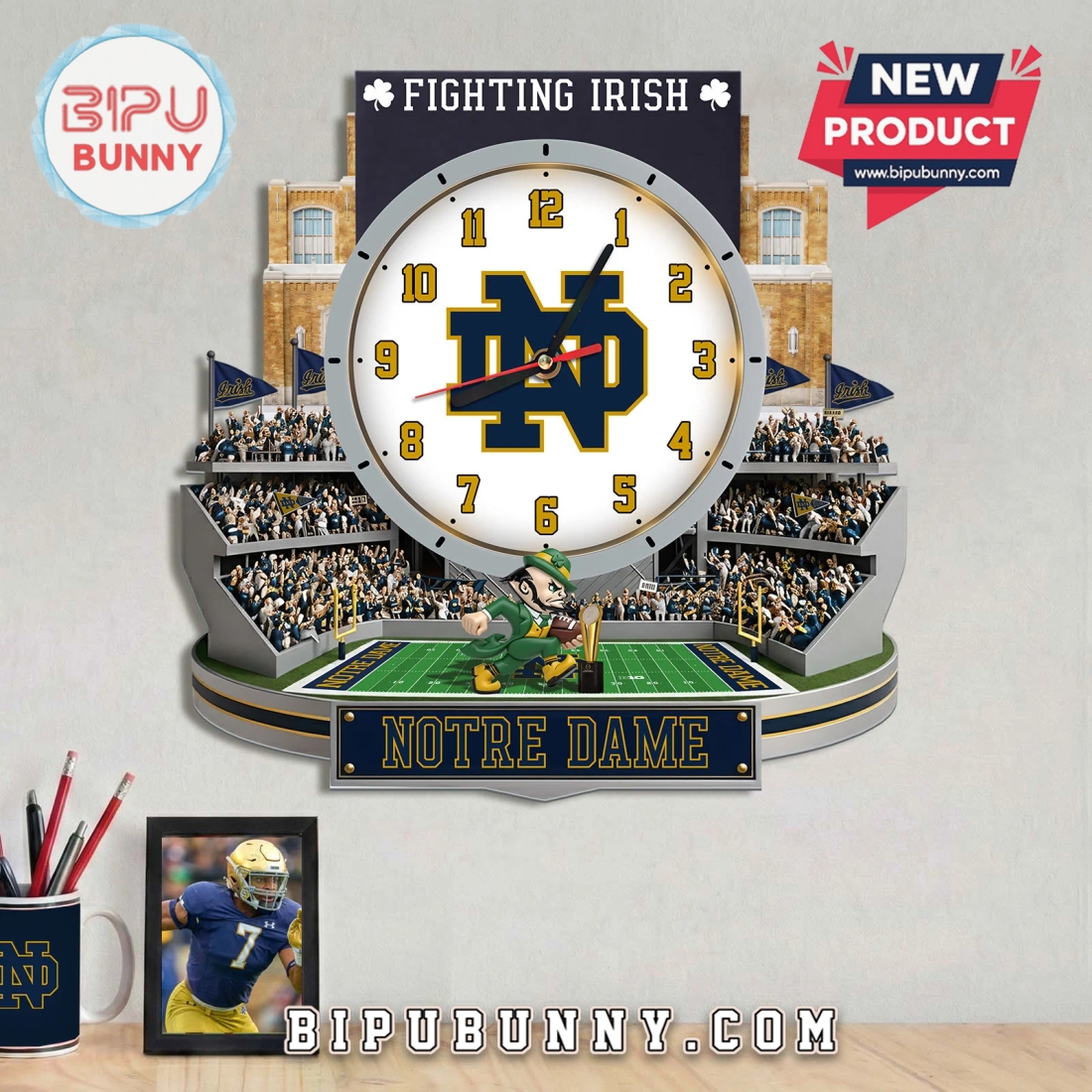 Notre Dame Fighting Irish 3D Stadium Decorative Wall Clock Notre Dame Fighting Irish 3D Stadium Decorative Wall Clock