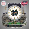 Notre Dame Fighting Irish stadium wall clock featuring team logo, leprechaun, and crowd. It's a new product!