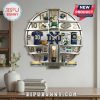 Notre Dame themed wall clock featuring football memorabilia and school symbols around the clock face.!