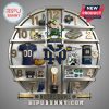 Notre Dame themed wall clock featuring team gear, mascot, and logo on a silver frame.!
