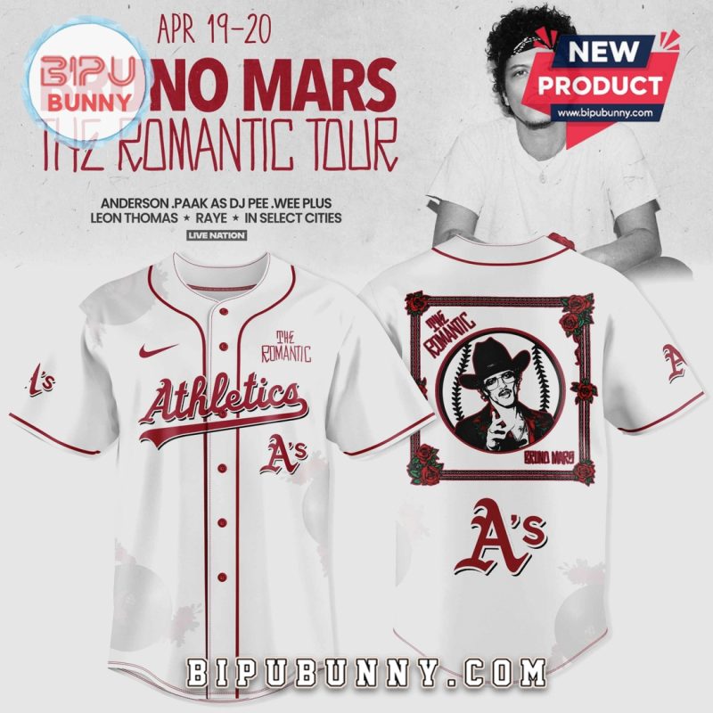 Oakland Athletics Bruno Mars Romantic Tour Baseball Jersey