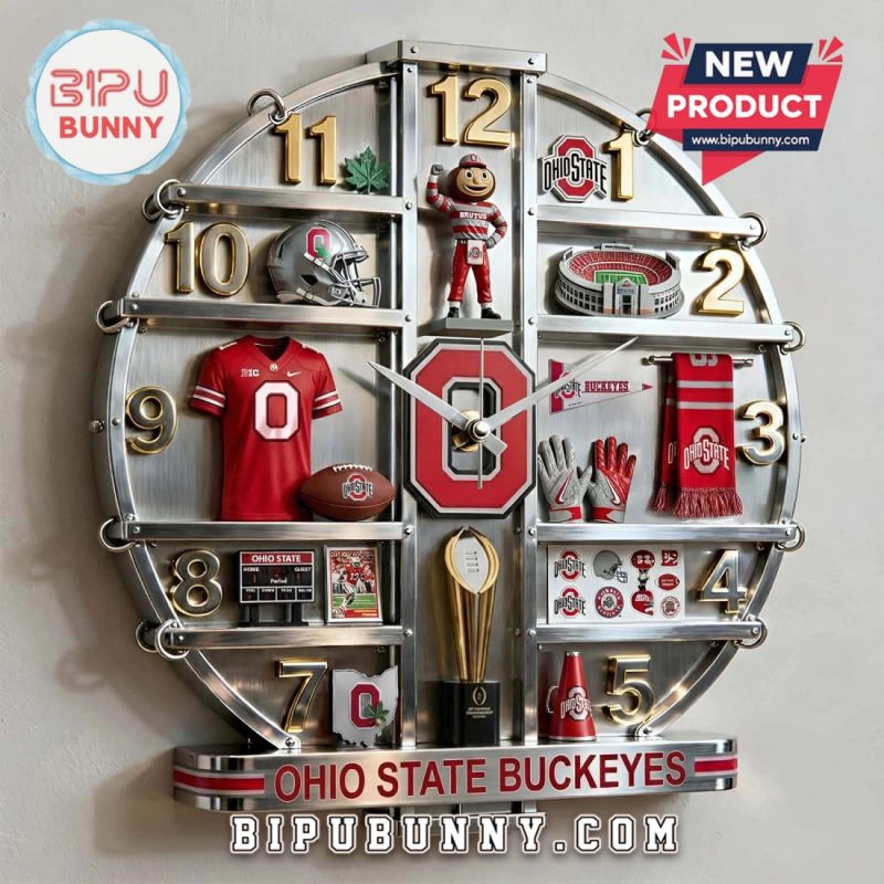 Ohio State Buckeyes 3D Visual Decorative Wall Clock Ohio State Buckeyes 3D Visual Decorative Wall Clock
