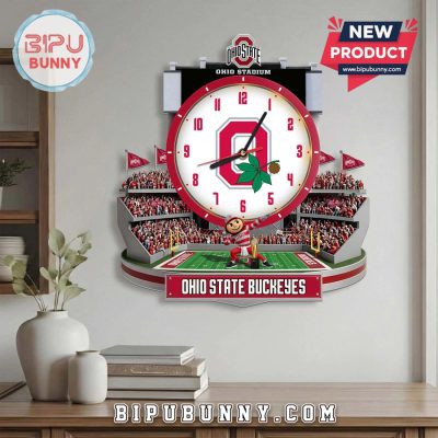 Ohio State Buckeyes Stadium 3D Visual Effect Decorative Wall Clock