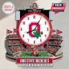 Ohio State Buckeyes Stadium Wall Clock features a circular design, stadium backdrop, and team colors.!